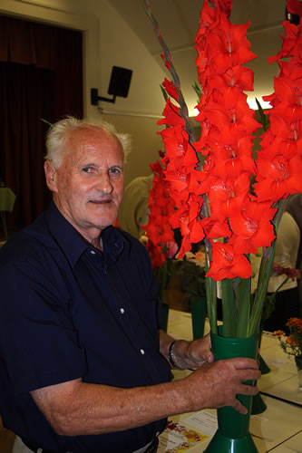 Tony Morgan with his Prize-winning gladioli