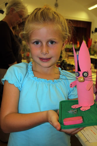 Daisy Legg with her prize-winning Bunny Tube Table Top Tidy