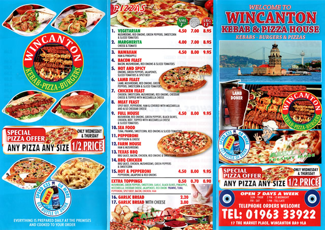 Wincanton Kebab & Pizza House menu page 1