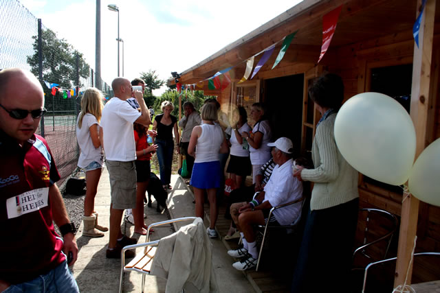 Members of Wincanton Tennis Club celebrating the opening of the new Club House