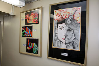 Student art work on display in the corridors