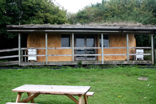 Straw bale building, exterior