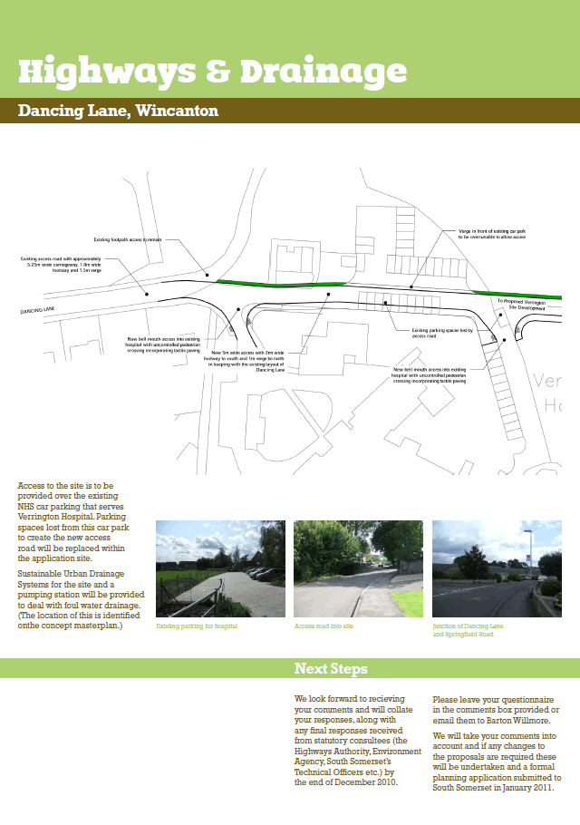 Dancing Lane development proposal, highways and drainage