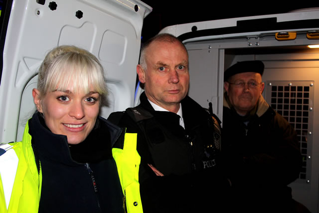 PCSO Jenny Maynard and PC Andrew Brown prevent a break-out.