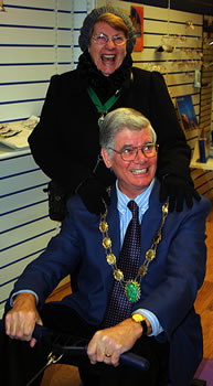 The Mayor on a rowing machine