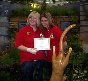 Adele (left) with friend Jess proudly showing off the Silver Medal at RHS 