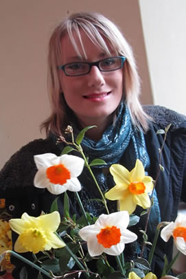 Karen Perret with Daffodil's from her garden