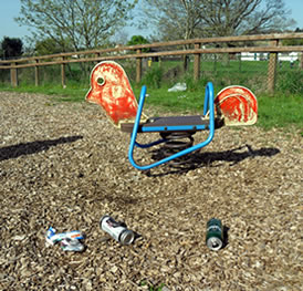 More beer cans in the play area