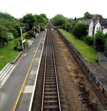 The station gardens running alongside the platform