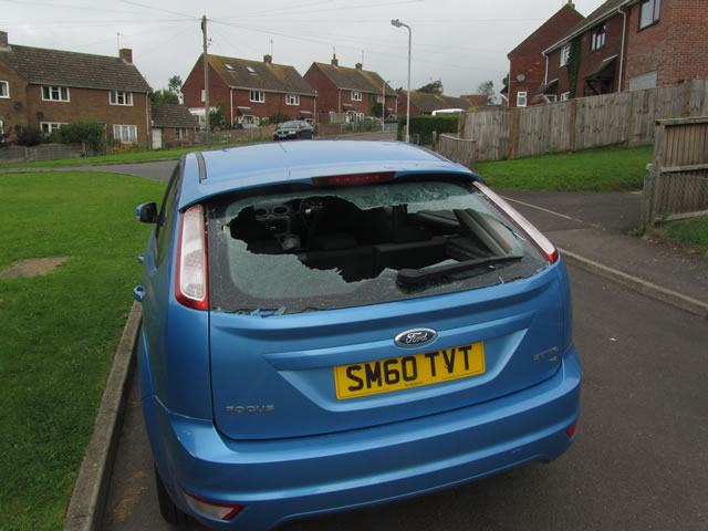 Jessica Keill's vandalised Ford Focus.