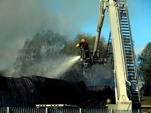 Spraying water froma crane