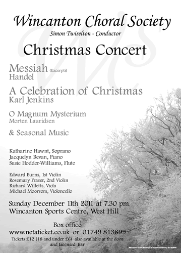 Wincanton Choral Society Christmas Concert 2011 poster