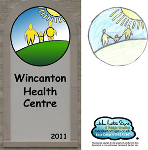 The new Wincanton Health Centre logo, as compared to the original concept drawing