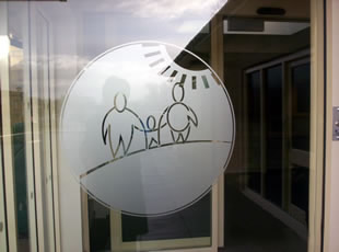 The new logo also appears on the glass doors