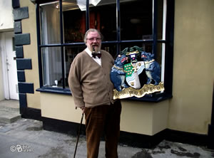 Bernard Pearson outside his shop, The Cunning Artificer