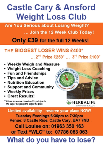 Castle Cary and Ansford Weight Loss Club poster