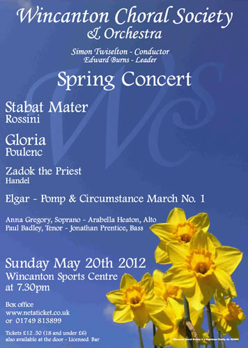 Wincanton Choral Society Spring Concert 2012 poster