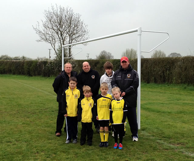 Wincanton youth footballers with their stipped goal posts