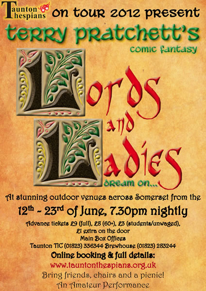 Taunton Thespians' production of Terry Pratchett's Lords and Ladies poster
