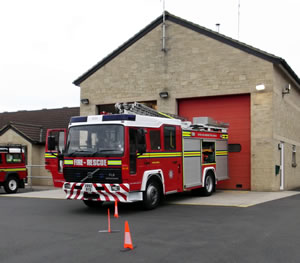 A shiny red Wincanton fire engine.