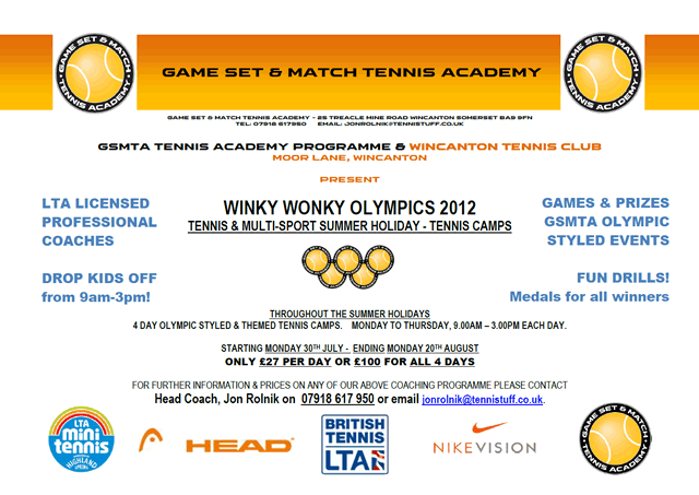 Summer 2012 tennis camp dates