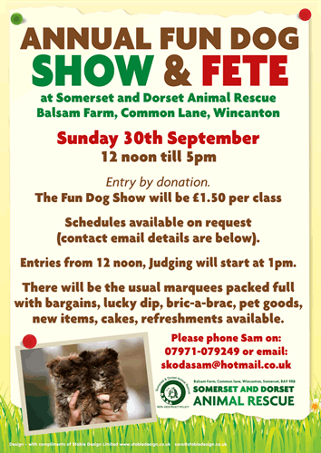 Annual Fun Dog Show and Fete at Somerset and Dorset Animal Rescue Centre