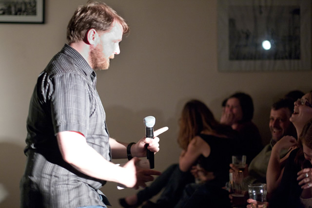 Pete Smith performing at The Barrel of Laughs comedy club at The Nog Inn, Wincanton