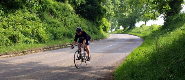 Cycling along a country road