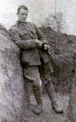 A First World War soldier in a trench