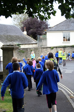 Wincanton Primary School children on a sponsored walk