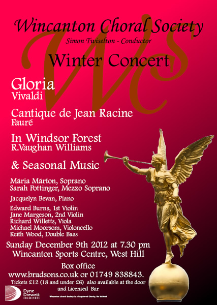 Wincanton Choral Society Winter Concert 2012 poster