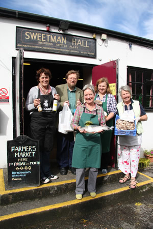 Wincanton Farmers' Market traders outside the Sweetman Hall