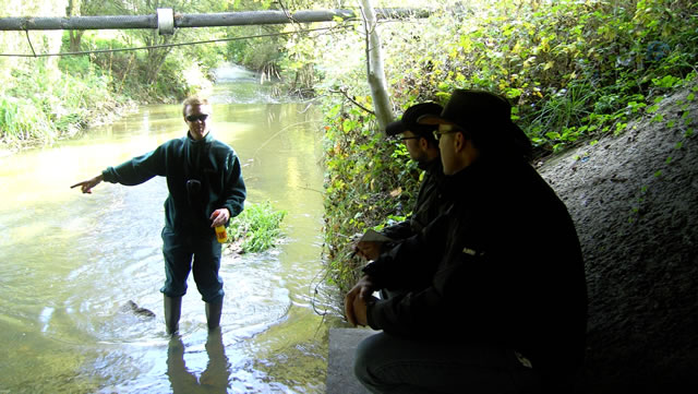 Jim Allen of the Environment Agency, with Matt and Gary