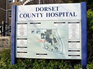 Dorset County Hospital sign