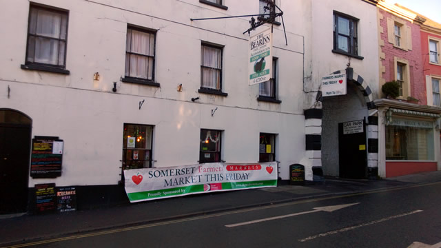 Wincanton Farmers' Market sign, outside The Bear Inn