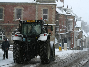 Tractor in Snowy Wincanton, by Graham Hiscock