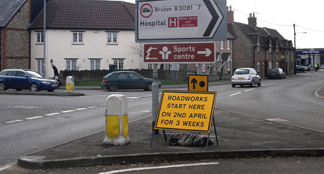 The sign that appeared before the road works started