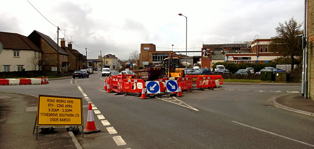 The road works viewed from the bottom of South Street, looking south(ish)