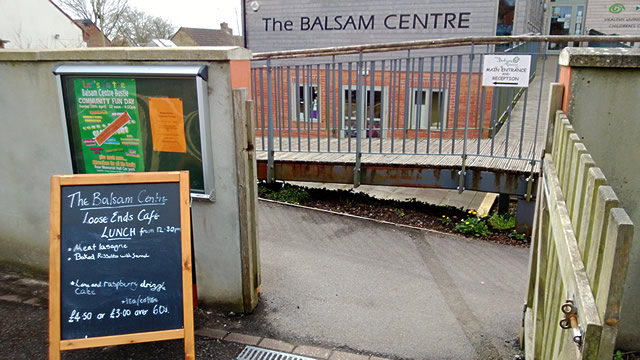 The Loose Ends Cafe sign outside the Balsam Centre