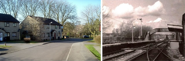 Site of Wincanton railway station, then and now