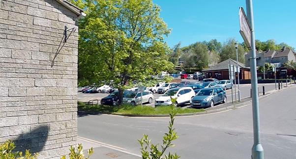 View of the Carrington Way car park, from the old Wincanton Health Centre