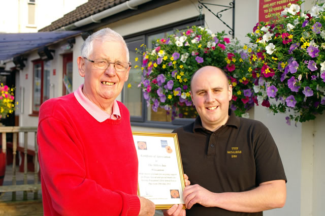 Arthur Pickup presenting Dave Wiscombe the RBL Certificate of Appreciation