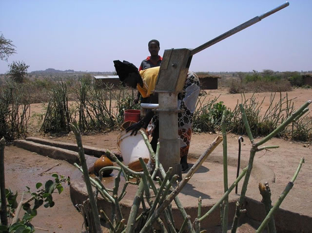 Villager collecting water