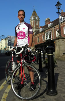 Nigel MacCormack in Wincanton with his bike