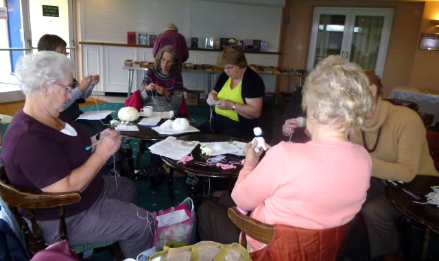 Ladies knitting the sheep