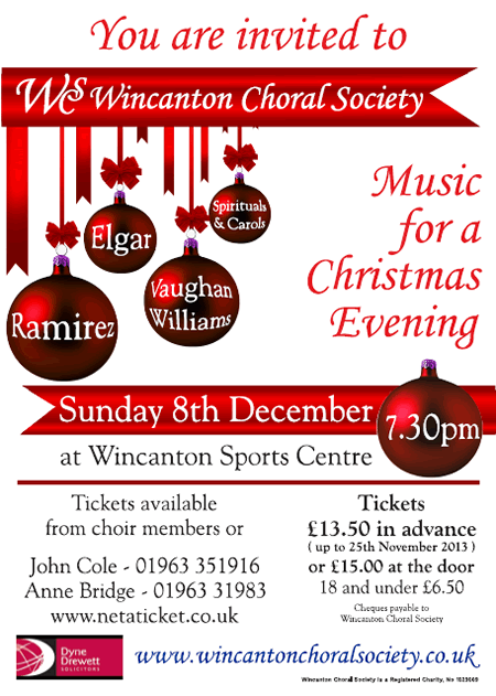 Wincanton Choral Society Christmas Concert 2013 poster