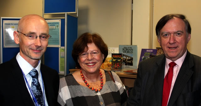 Headteacher Chris Beech, Prof. Sir Robert Burgess, Lady Hilary Burgess