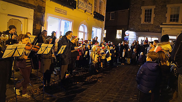 Carol singers at Wincanton Market Place