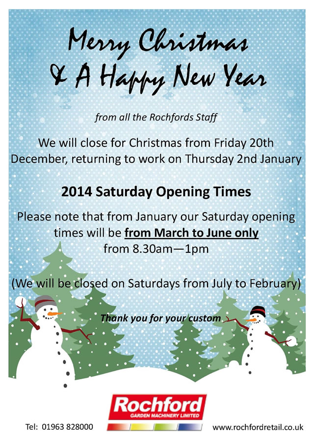 Rochfords opening times over Christmas 2013, and beyond