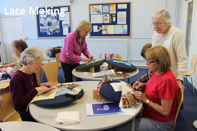 A lace-making class using one of the many rooms at the school